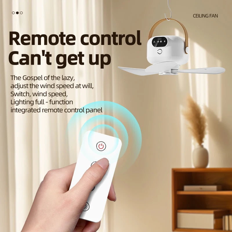 Portable Rechargeable Hanging Fan with Remote Control