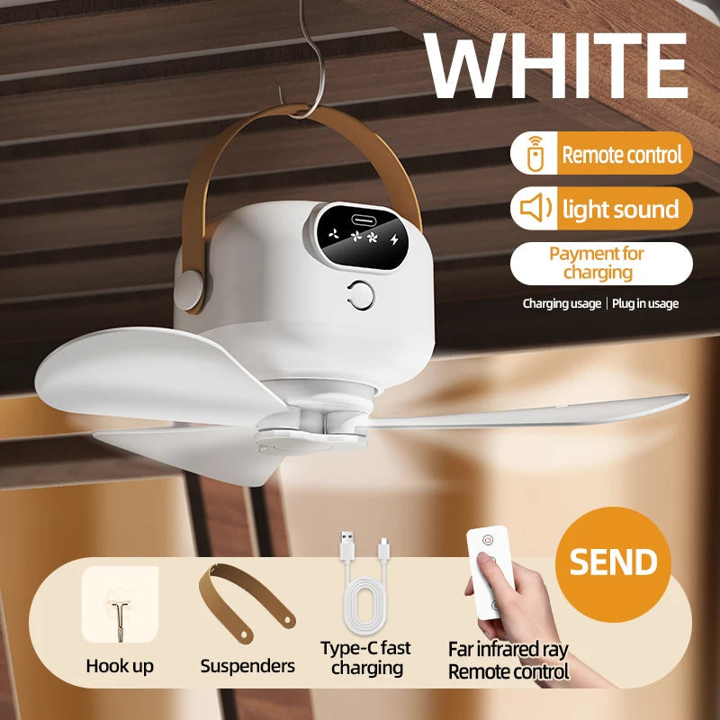 Portable Rechargeable Hanging Fan with Remote Control