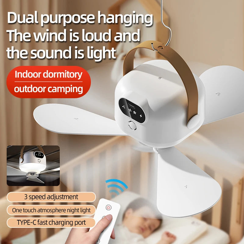 Portable Rechargeable Hanging Fan with Remote Control