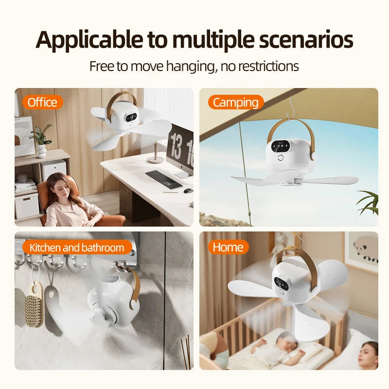 Portable Rechargeable Hanging Fan with Remote Control